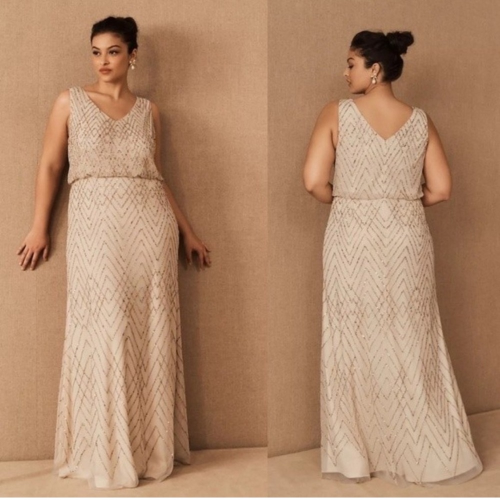NWT BHLDN Blaise Beaded Maxi Dress Sandstone/Blush